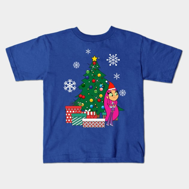 Teen Titans Starfire Around The Christmas Tree Kids T-Shirt by Nova5